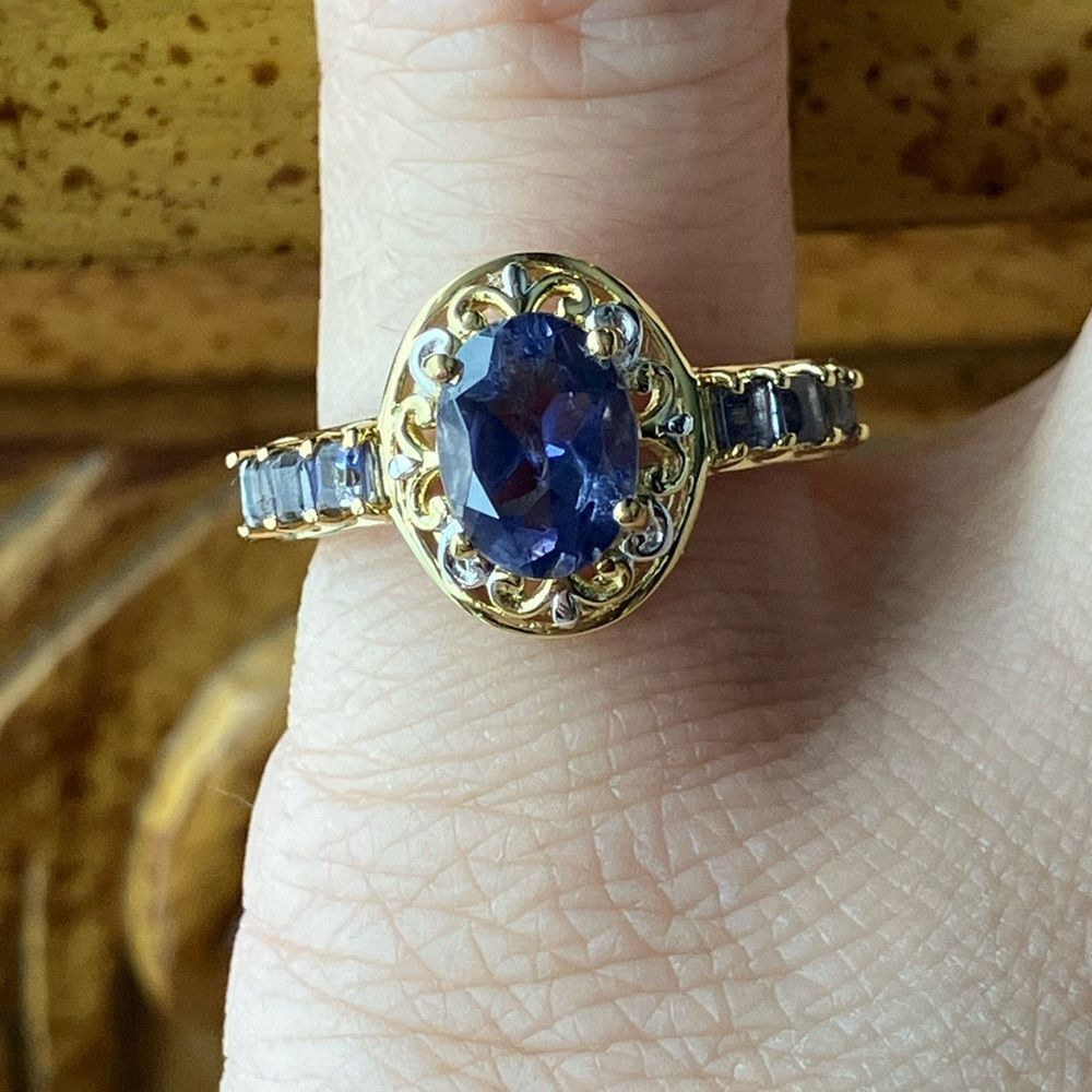 Natural Iolite Sterling Silver Ring Size 5